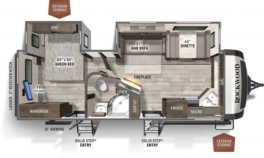 New 2021 Forest River Rockwood Ultra Lite 2608BS Floor Plan